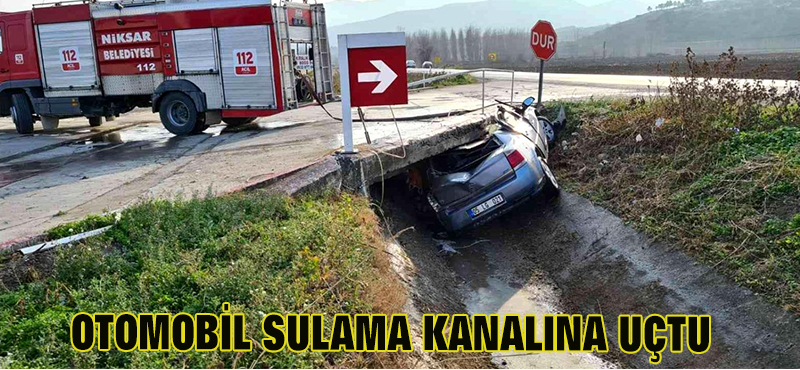 OTOMOBİL SULAMA KANALINA UÇTU: 2 YARALI