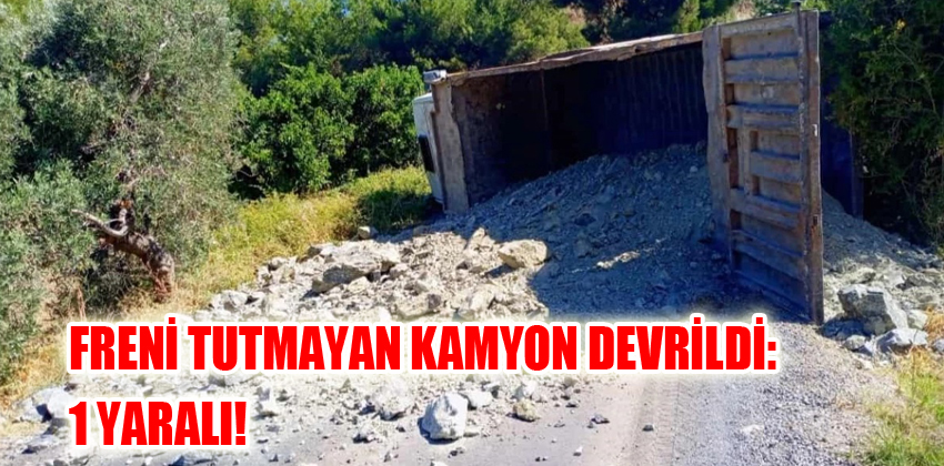 Freni Tutmayan Kamyon Devrildi: 1 Yaralı!