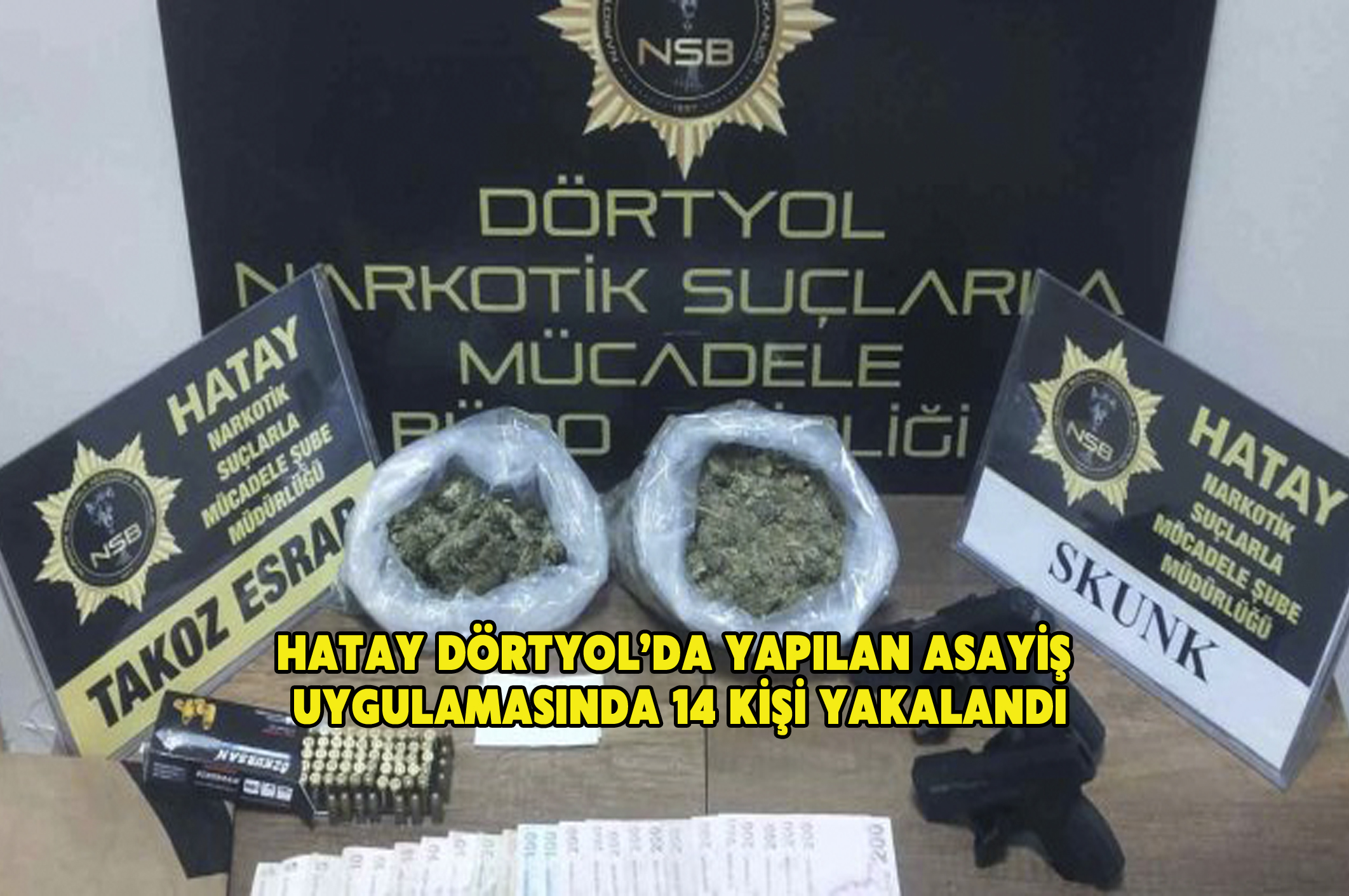 Hatay Dörtyol’da yapılan asayiş uygulamasında 14 kişi yakalandı