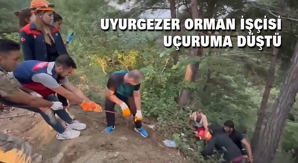 Uyurgezer orman işçisi uçuruma düştü
